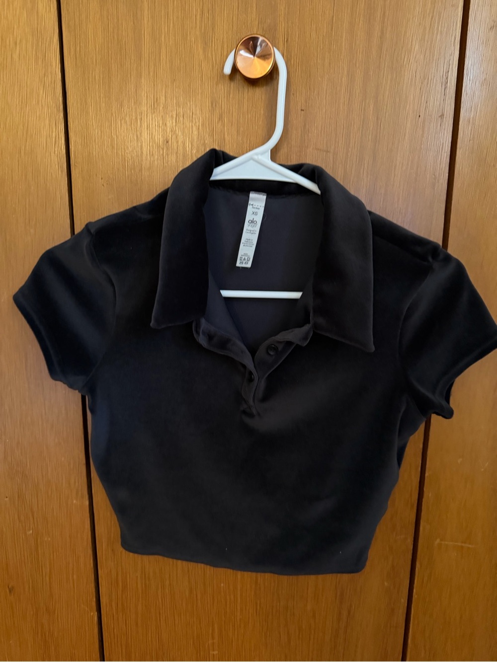 Black Cropped Polo Top